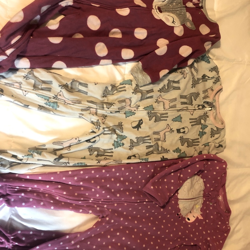 3 fleece foot pajamas.